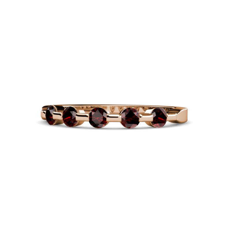 Keva 3.00 mm Red Garnet 5 Stone Wedding Band 