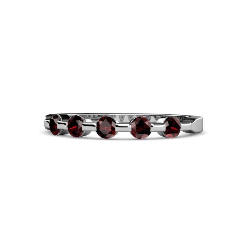 Keva 3.00 mm Red Garnet 5 Stone Wedding Band 