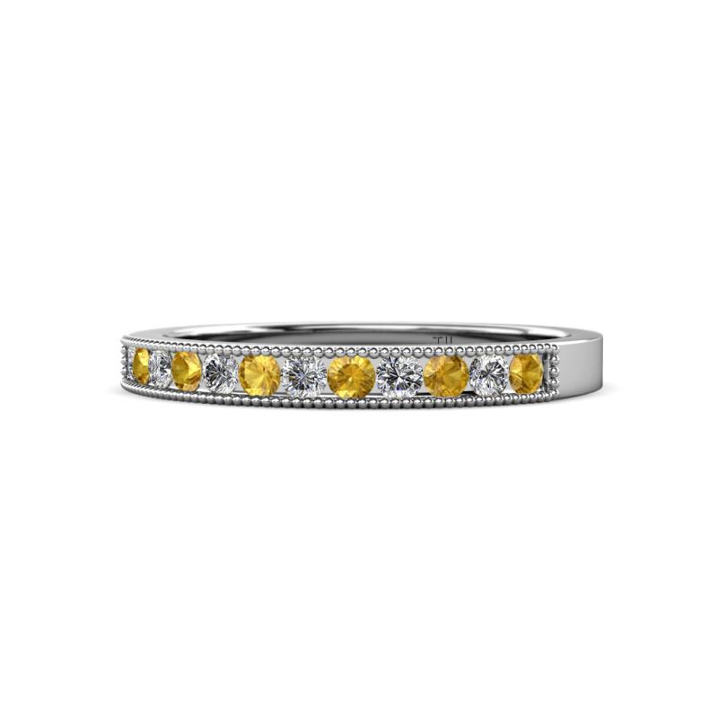 Ronia Citrine and Diamond 12 Stone Wedding Band 