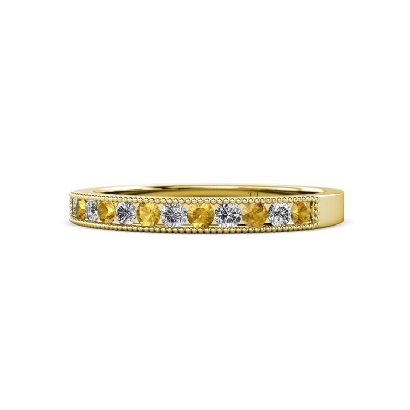 Ronia Citrine and Diamond 12 Stone Wedding Band 