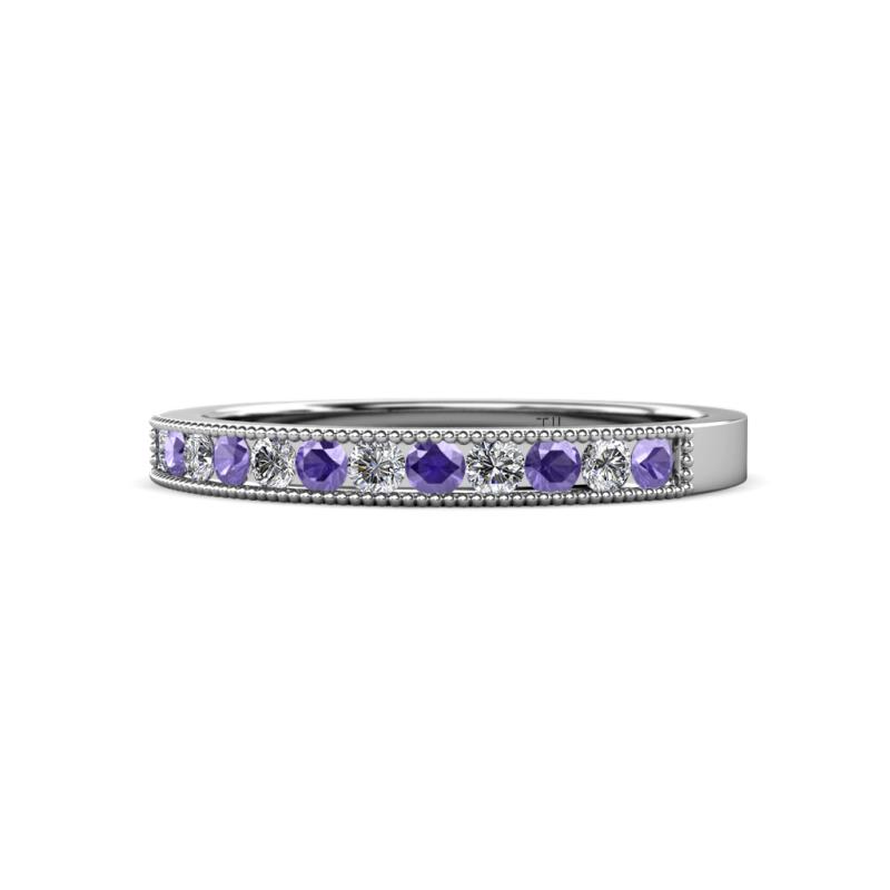 Ronia Iolite and Diamond 12 Stone Wedding Band 