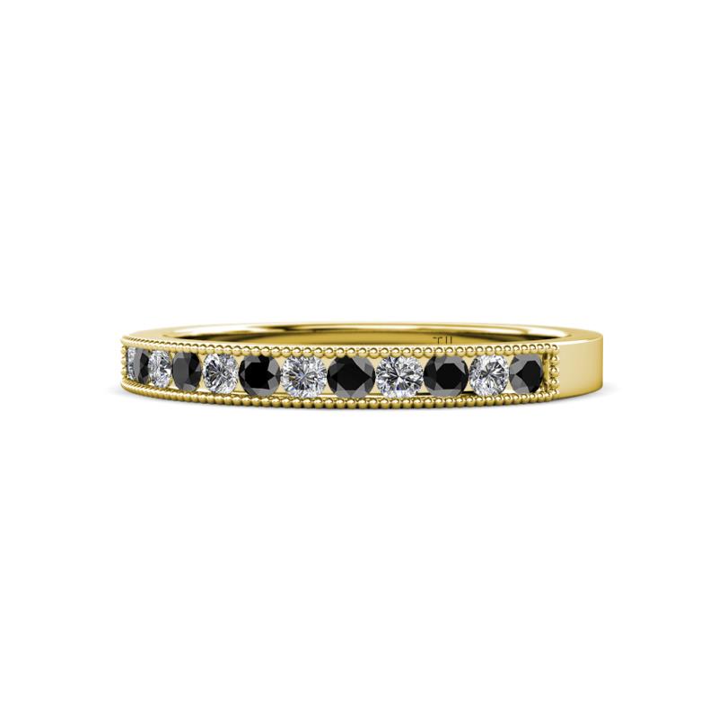 Ronia Black and White Diamond 12 Stone Wedding Band 