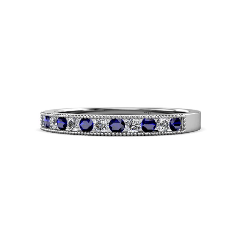 Ronia Blue Sapphire and Diamond 12 Stone Wedding Band 