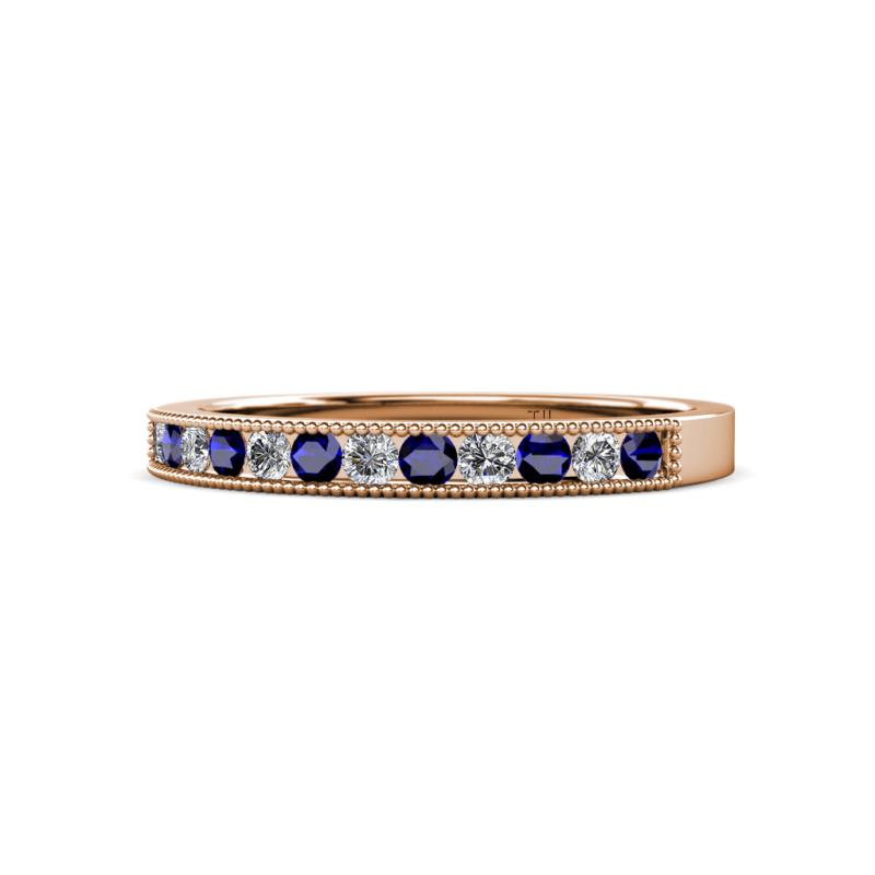 Ronia Blue Sapphire and Diamond 12 Stone Wedding Band 