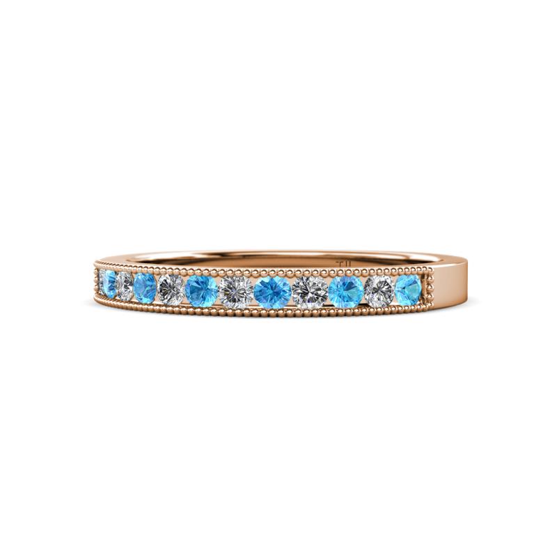 Ronia Blue Topaz and Diamond 12 Stone Wedding Band 