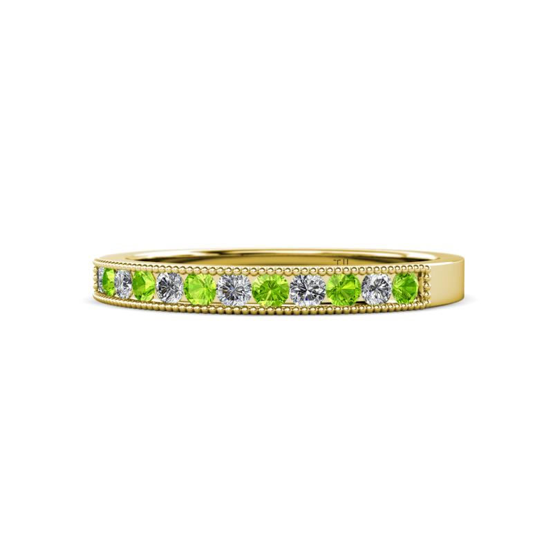 Ronia Peridot and Diamond 12 Stone Wedding Band 