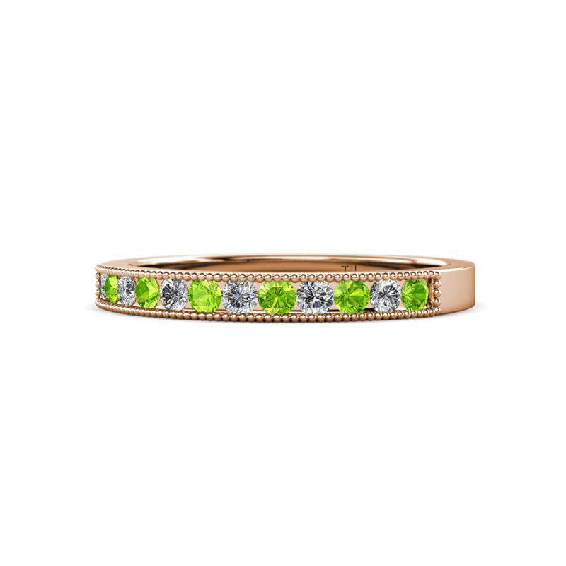 Ronia Peridot and Diamond 12 Stone Wedding Band 