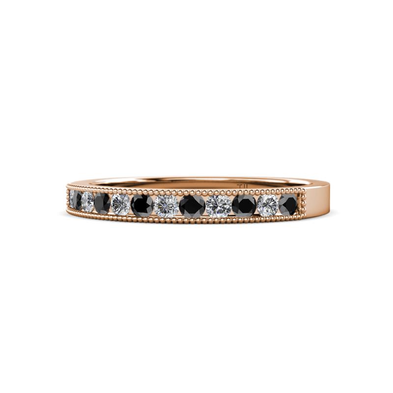 Ronia Black and White Diamond 12 Stone Wedding Band 