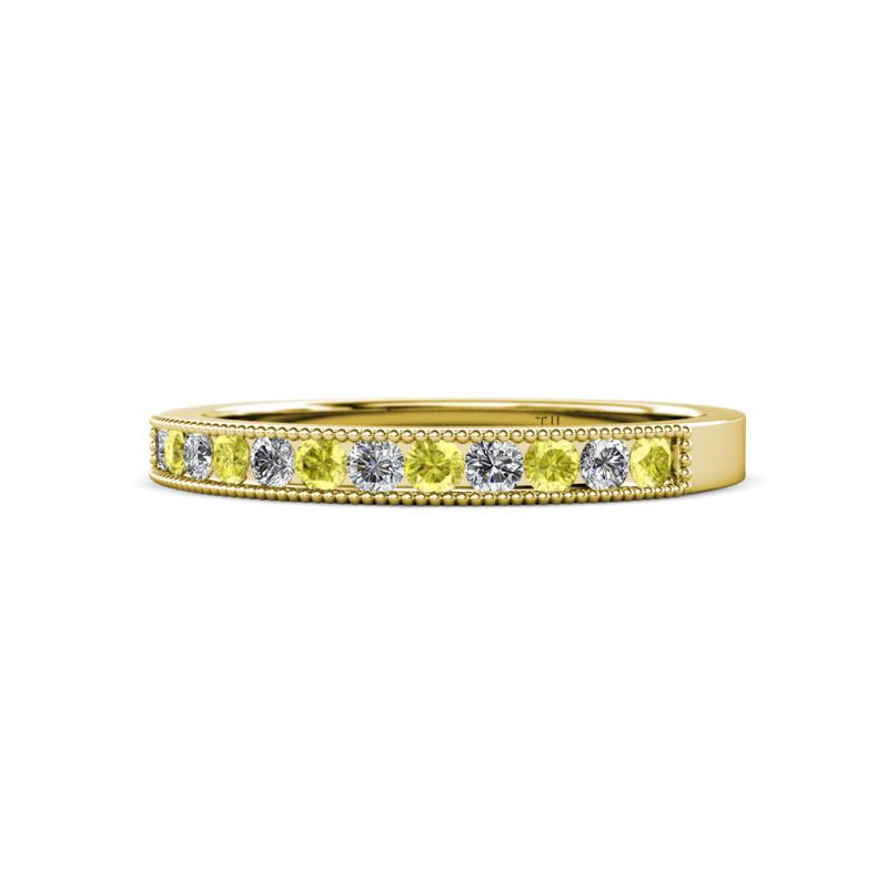 Ronia Yellow and White Diamond 12 Stone Wedding Band 