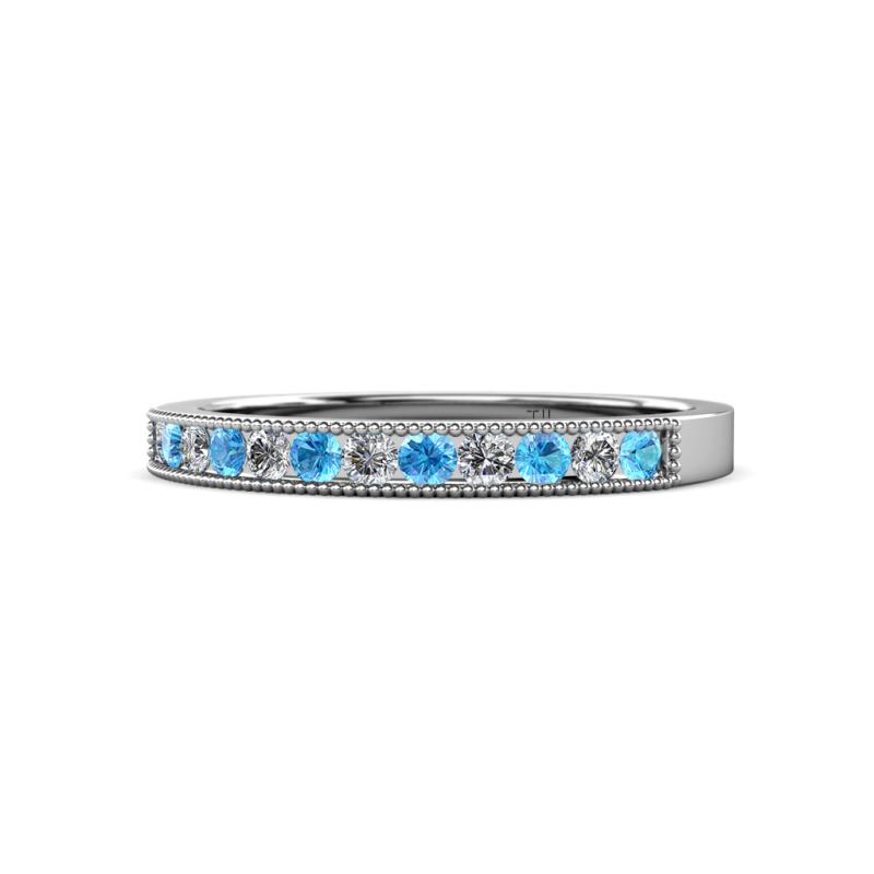Ronia Blue Topaz and Diamond 12 Stone Wedding Band 