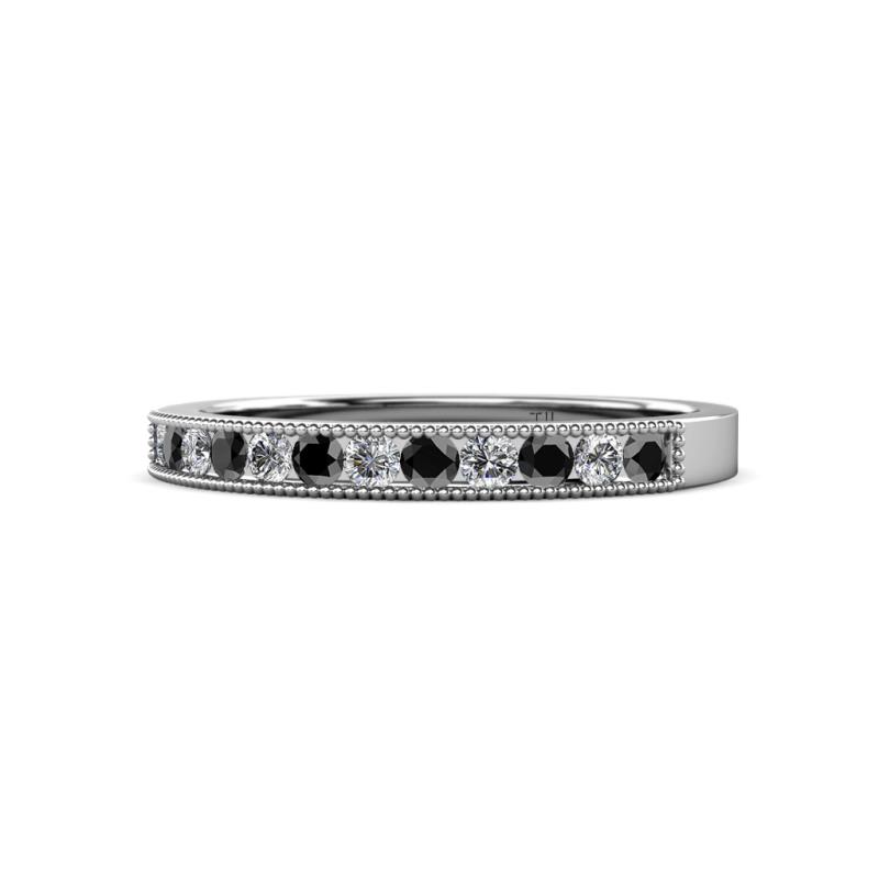 Ronia Black and White Diamond 12 Stone Wedding Band 