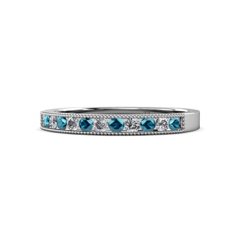 Ronia Blue and White Diamond 12 Stone Wedding Band 