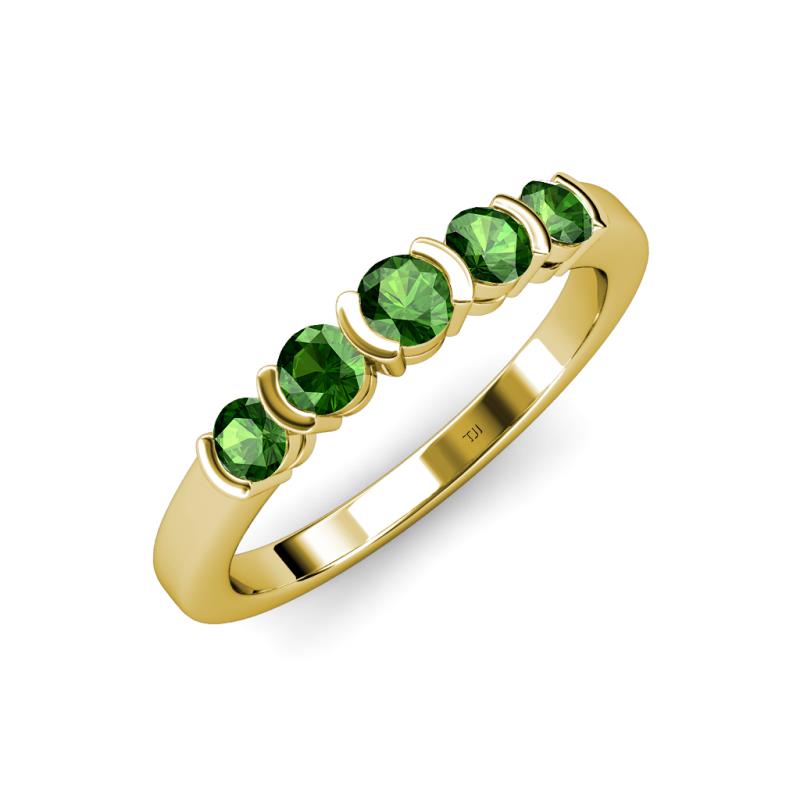 Roena 0.86 ctw Green Garnet Round (3.80 mm) & (3.30 mm) 5 Stone Wedding Band 