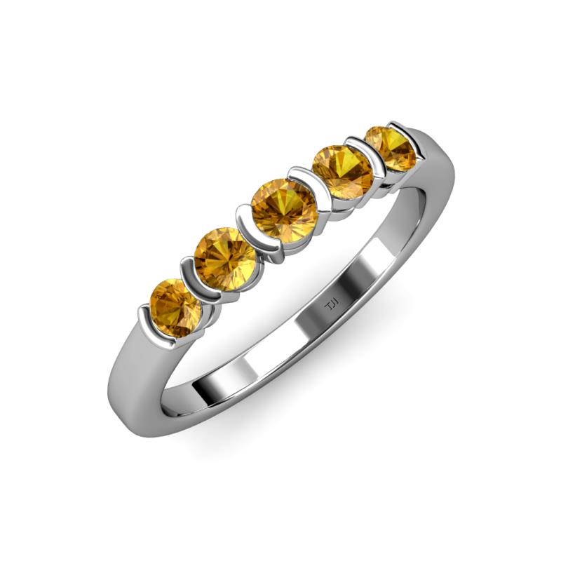 Roena 0.66 ctw Citrine Round (3.80 mm) & (3.30 mm) 5 Stone Wedding Band 