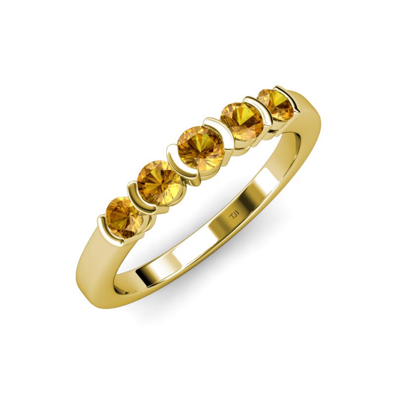 Roena 0.66 ctw Citrine Round (3.80 mm) & (3.30 mm) 5 Stone Wedding Band 