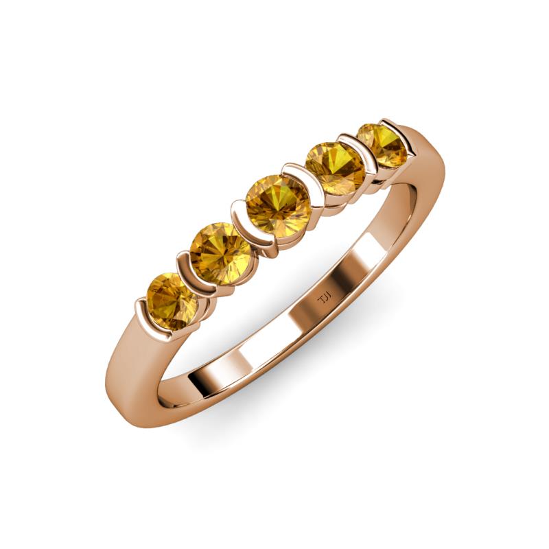Roena 0.66 ctw Citrine Round (3.80 mm) & (3.30 mm) 5 Stone Wedding Band 
