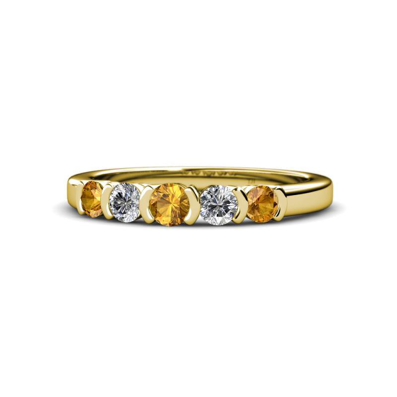 Roena 3.40 mm Citrine and Diamond 5 Stone Wedding Band 