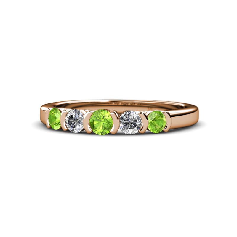 Roena 3.40 mm Peridot and Diamond 5 Stone Wedding Band 