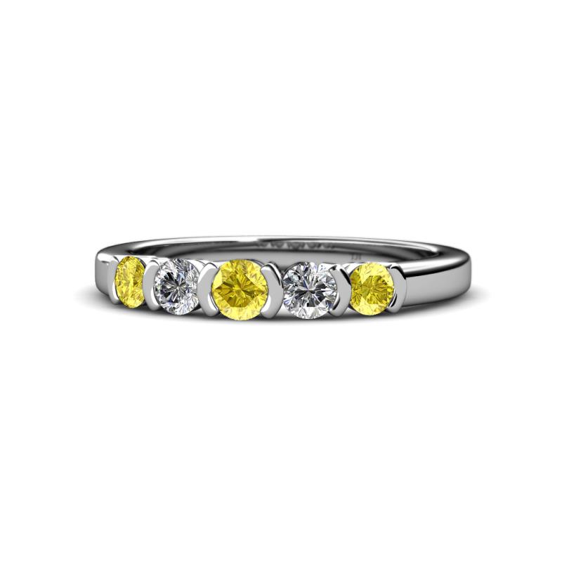 Roena 3.40 mm Yellow Sapphire and Diamond 5 Stone Wedding Band 