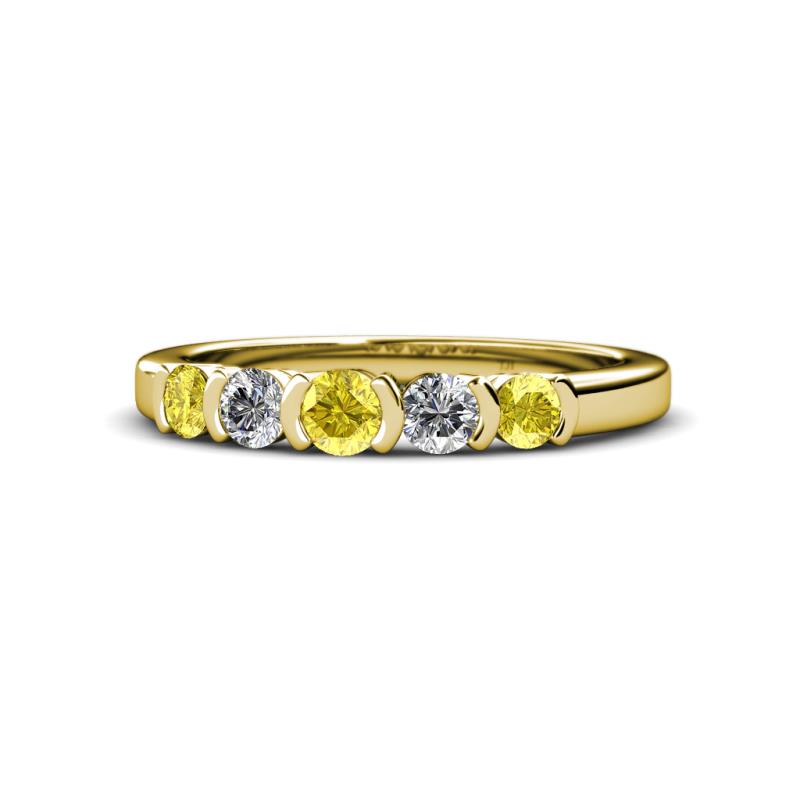 Roena 3.40 mm Yellow Sapphire and Diamond 5 Stone Wedding Band 