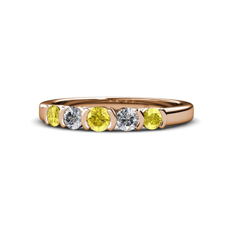 Roena 3.40 mm Yellow Sapphire and Diamond 5 Stone Wedding Band 