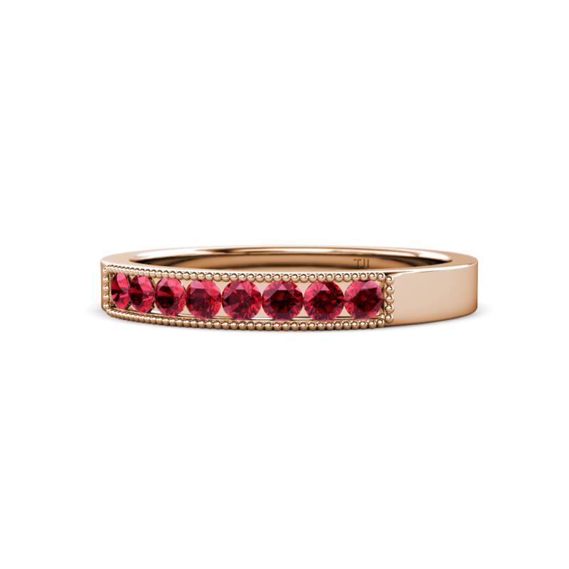 Gania 2.40 mm Ruby 8 Stone Wedding Band 