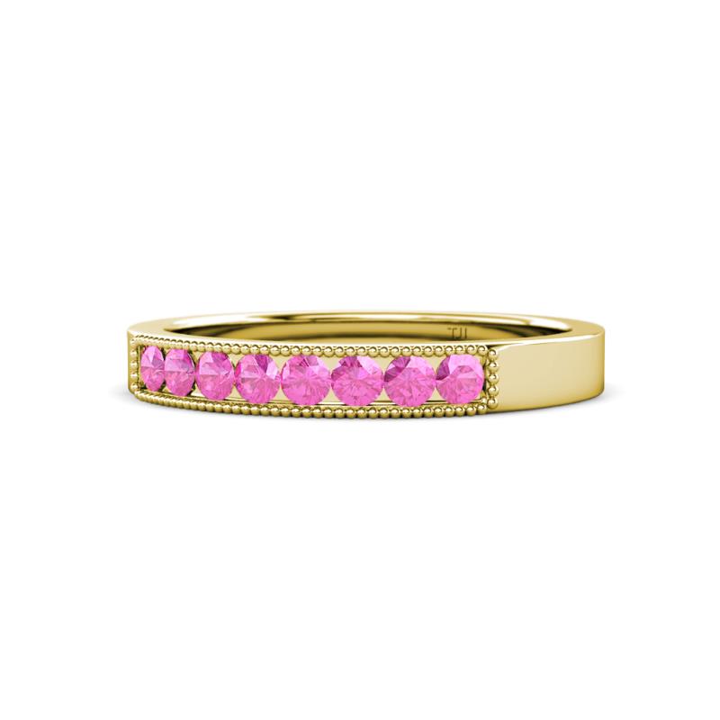 Gania 2.40 mm Pink Sapphire 8 Stone Wedding Band 