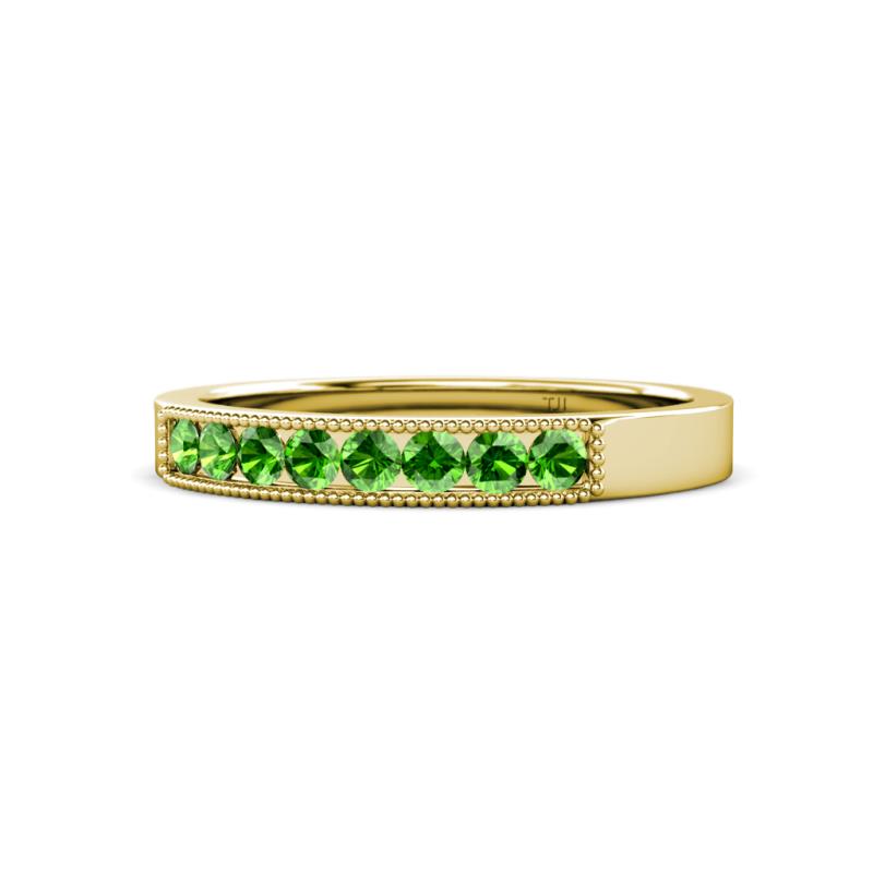 Gania 2.40 mm Green Garnet 8 Stone Wedding Band 