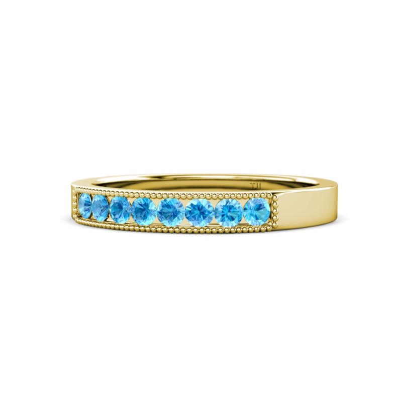 Gania 2.40 mm Blue Topaz 8 Stone Wedding Band 