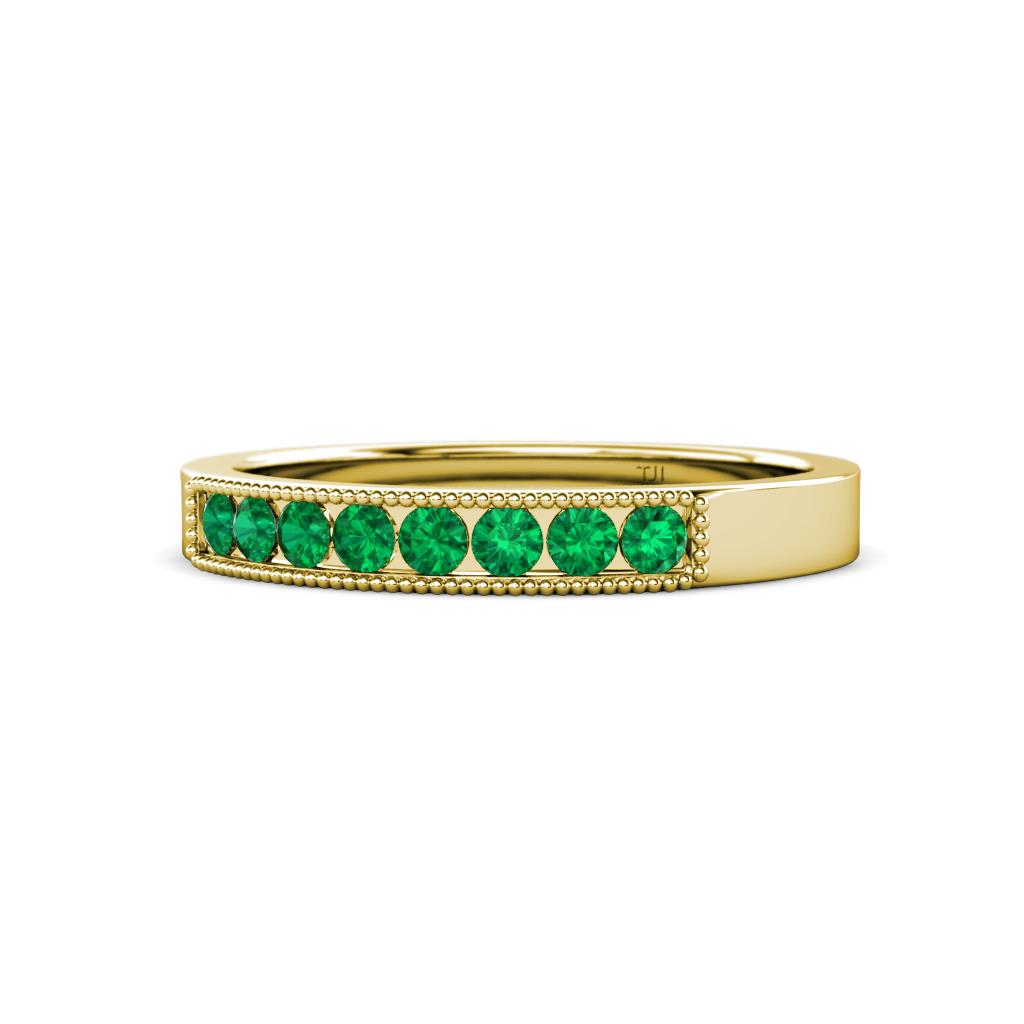 Gania 2.40 mm Emerald 8 Stone Wedding Band 