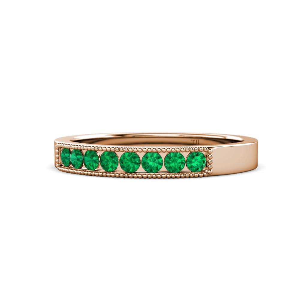 Gania 2.40 mm Emerald 8 Stone Wedding Band 