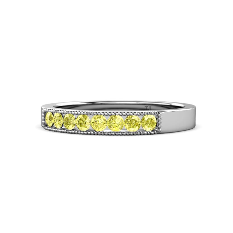 Gania 2.40 mm Yellow Diamond 8 Stone Wedding Band 