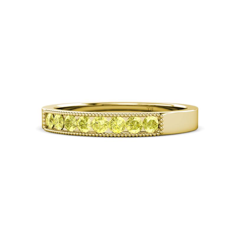 Gania 2.40 mm Yellow Diamond 8 Stone Wedding Band 