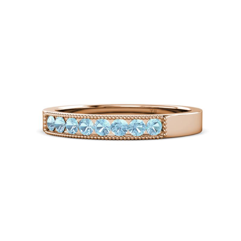 Gania 2.40 mm Aquamarine 8 Stone Wedding Band 