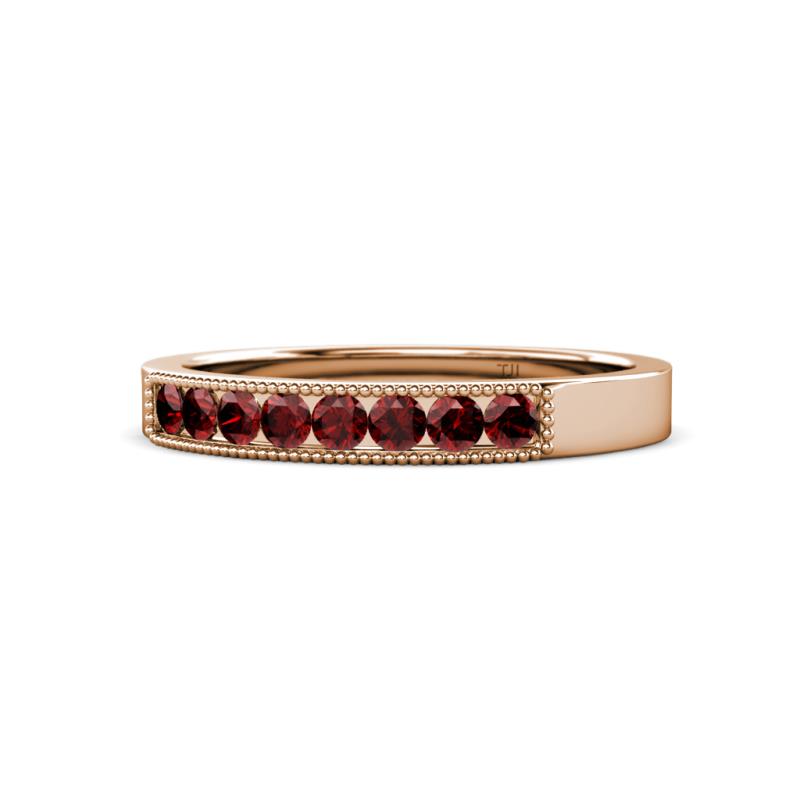 Gania 2.40 mm Red Garnet 8 Stone Wedding Band 