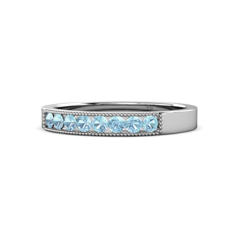 Gania 2.40 mm Aquamarine 8 Stone Wedding Band 