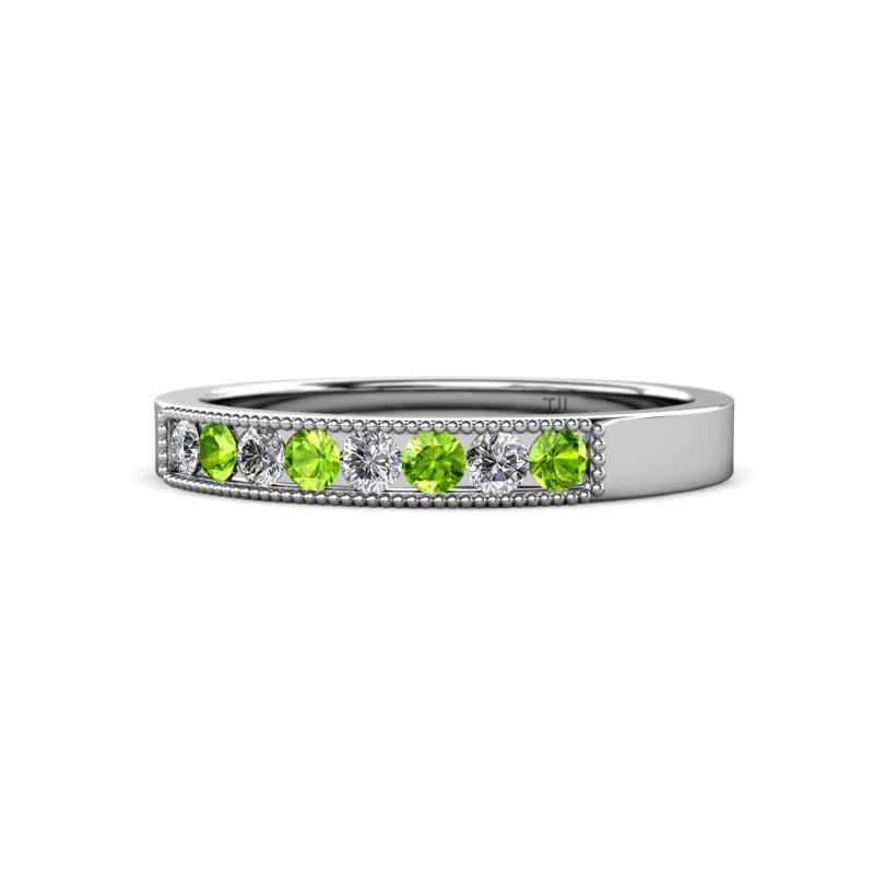 Gania 2.40 mm Peridot and Diamond 8 Stone Wedding Band 