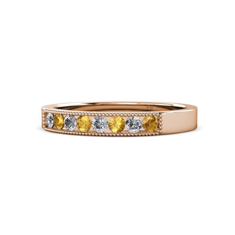 Gania 2.40 mm Citrine and Diamond 8 Stone Wedding Band 