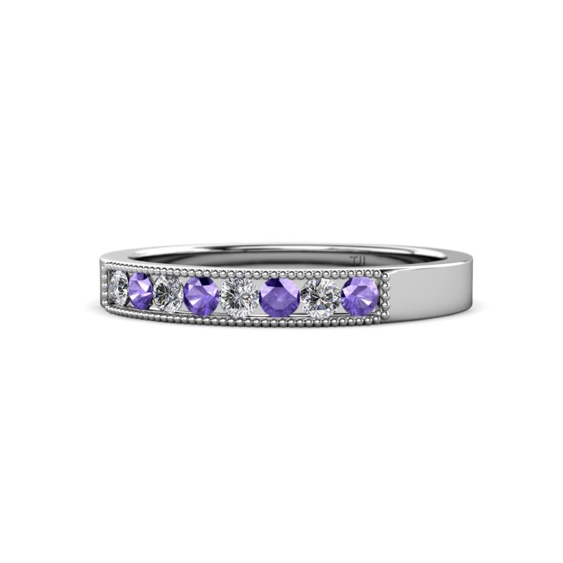 Gania 2.40 mm Iolite and Diamond 8 Stone Wedding Band 