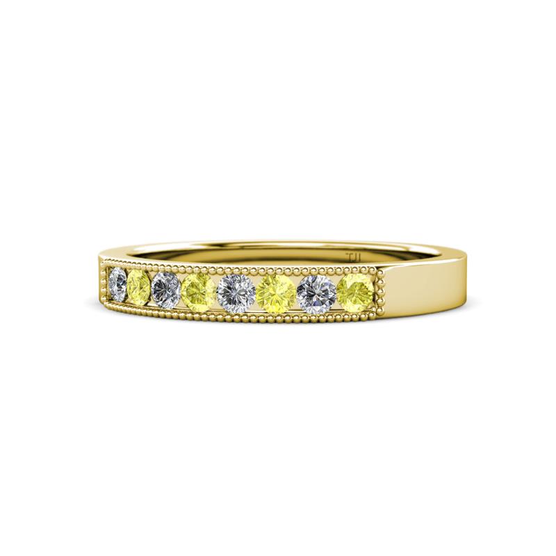 Gania 2.40 mm Yellow Diamond and Diamond 8 Stone Wedding Band 