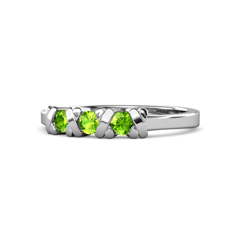 Fiona Peridot XOXO Three Stone Engagement Ring 