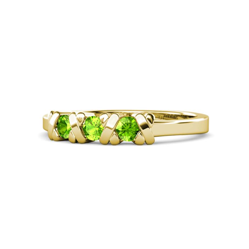 Fiona Peridot XOXO Three Stone Engagement Ring 