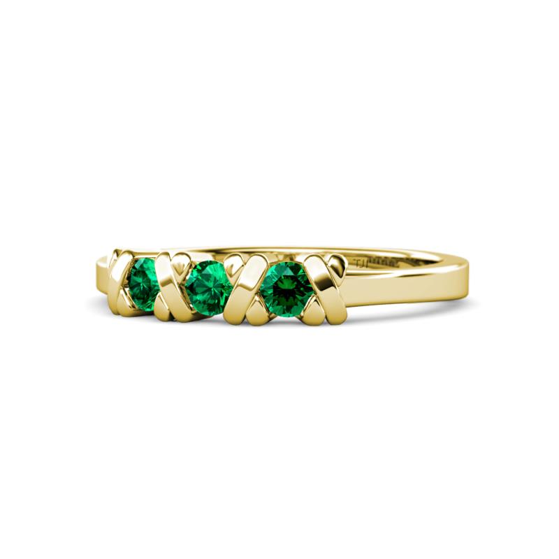 Fiona Emerald XOXO Three Stone Engagement Ring 