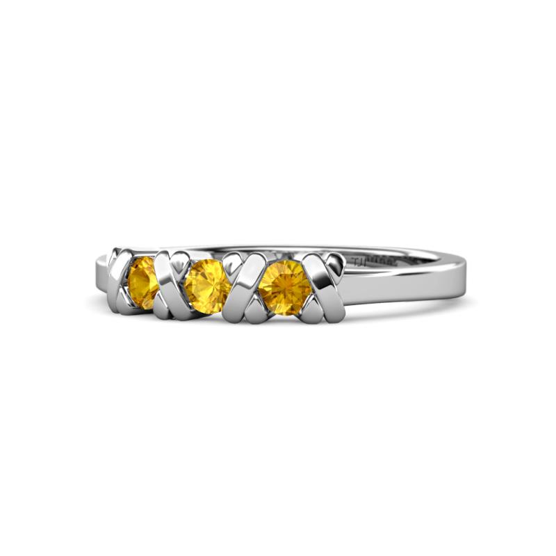 Fiona Citrine XOXO Three Stone Engagement Ring 