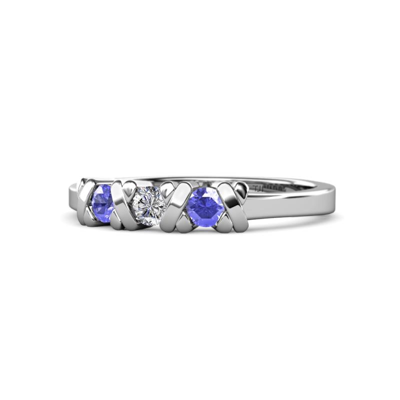Fiona Tanzanite and Diamond XOXO Three Stone Engagement Ring 