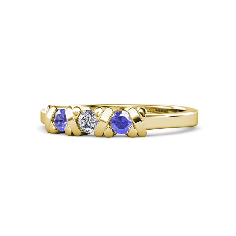 Fiona Tanzanite and Diamond XOXO Three Stone Engagement Ring 