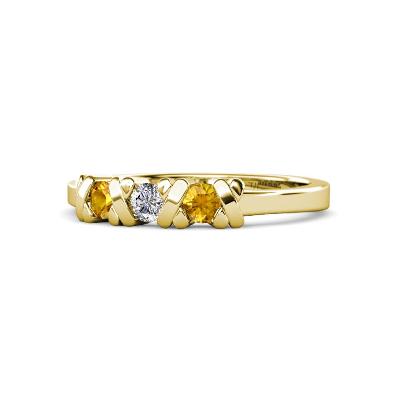 Fiona Citrine and Diamond XOXO Three Stone Engagement Ring 