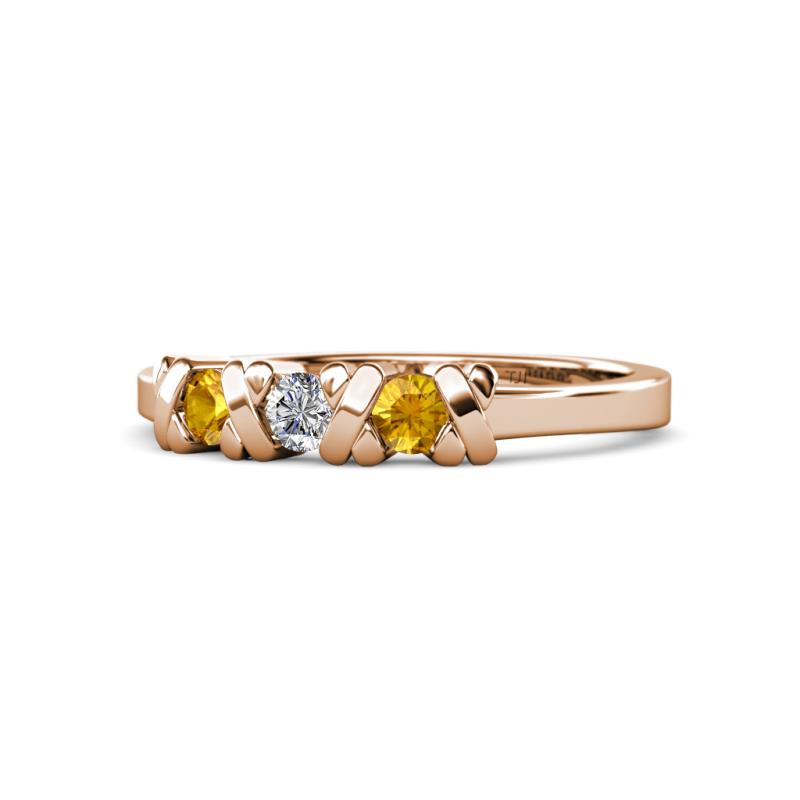 Fiona Citrine and Diamond XOXO Three Stone Engagement Ring 