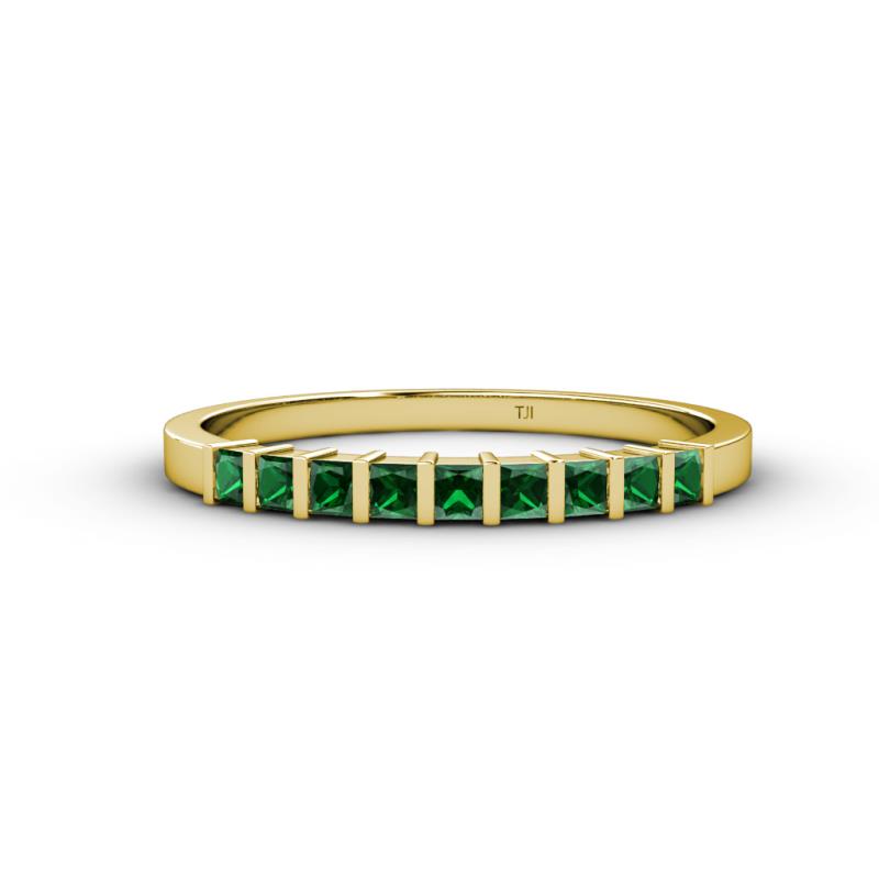 Neria 2.50 mm Lab Created Emerald 9 Stone Wedding Band 
