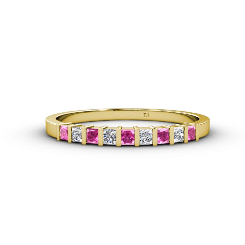 Neria 2.50 mm Pink Sapphire and Diamond 9 Stone Wedding Band 